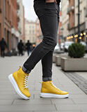 ET0713 Bağcıklı Sarı Yüksek Taban Erkek Tarz Spor Bot