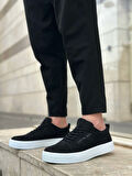 ET0104 Bağcıklı Siyah Süet Beyaz Taban Spor Klasik Erkek Ayakkabı