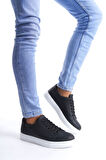 ET165 Elite Bağcıklı Cilt Erkek Günlük Sneaker Ayakkabı BT - Siyah