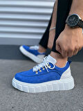 JET-010 Cloud Bağcıklı Süet Erkek Günlük Sneaker Ayakkabı SBT - Mavi/Beyaz