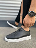 JET-0535 Prime Bağcıklı Cilt Erkek Günlük Sneaker Ayakkabı CBT - Siyah