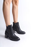 JET-LARISSA Fermuarlı Ortopedik Taban TopukluKadın Bot  CST - Siyah