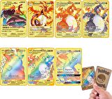 İthal Pokemon Vmax Gold Card TCG DX GX Altın PVC Esnek Oyuncu & Koleksiyon Pokemon Kartı 10 Adet