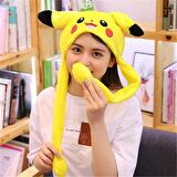 Kulakları Hareket Eden Led Işıklı Pokemon Go Pikachu Kulaklı Şapka & Peluş Oyuncak Tiktok Şapka 50cm