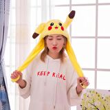 Kulakları Hareket Eden Led Işıklı Pokemon Go Pikachu Kulaklı Şapka & Peluş Oyuncak Tiktok Şapka 50cm