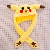 Kulakları Hareket Eden Led Işıklı Pokemon Go Pikachu Kulaklı Şapka & Peluş Oyuncak Tiktok Şapka 50cm