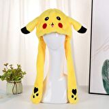 Kulakları Hareket Eden Led Işıklı Pokemon Go Pikachu Kulaklı Şapka & Peluş Oyuncak Tiktok Şapka 50cm