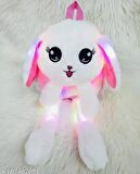 Kulakları Hareket Eden Led Işıklı Sevimli Tavşan Kulaklı Peluş Oyuncak Çanta & Uyku Arkadaşı 55 cm.