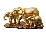 Gold Şans Getiren 3lü Fil Ailesi Biblo Heykel Hediyelik Dekoratif Ürün Vitrin Masa Süsü Ev Hediyesi