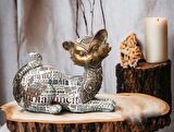 Taşlı Retro İşlemeli Prenses Kedi Biblo Heykel Hediyelik Dekoratif Ürün Vitrin Masa Süsü Ev Hediyesi