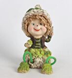 Ayakları Sallanan Karnabahar Kafalar Biblo Dekoratif Obje Hediye Ürün Vitrin Süsü Ev Hediyesi 24 cm.