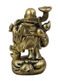 Lüks Motifli İşlemeli Gold Buda Biblo Heykel Vitrin Masa Süsü Ofis Ev & Yılbaşı Hediyesi 20 cm. A