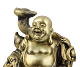 Lüks Motifli İşlemeli Gold Buda Biblo Heykel Vitrin Masa Süsü Ofis Ev & Yılbaşı Hediyesi 20 cm. A