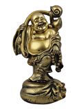 Lüks Motifli İşlemeli Gold Buda Biblo Heykel Vitrin Masa Süsü Ofis Ev & Yılbaşı Hediyesi 20 cm. B