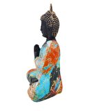 Lüks Renkli Meditasyon Şans Bereket Buda Biblo Heykel Vitrin Masa Süsü Ev & Yılbaşı Hediyesi 15 cm A