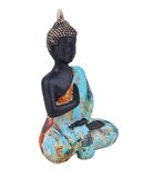 Lüks Renkli Meditasyon Şans Bereket Buda Biblo Heykel Vitrin Masa Süsü Ev & Yılbaşı Hediyesi 15 cm B