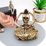 Gotik Stil Gerçekçi Tasarım Kurukafa İskelet Küllük Şekerlik Anahtarlık Para Kasesi Biblo Ev Hediyes