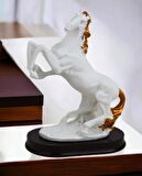 Lüks Modern Sanat Reçine At Biblo Heykel Ev Ofis Hediyesi Vitrin Konsol Süsü Dekoratif Obje 24 cm.
