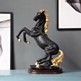 Lüks Modern Sanat Reçine At Biblo Heykel Ev Ofis Hediyesi Vitrin Konsol Süsü Dekoratif Obje 24 cm.