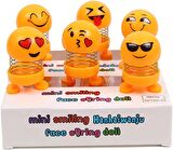 Emoji Smile Zıp Zıp Kafalar Mini Gülen Yüzler Araç Torpido & Masaüstü Süsü 6'lı Oyuncak Seti