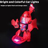 LED Işıklı Gerçekçi Sesli Dönüşebilir Kükreyen Ejderha Dragon Çarpıp Dönen Robot Oyuncak Kızıl Ejder