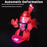 LED Işıklı Gerçekçi Sesli Dönüşebilir Kükreyen Ejderha Dragon Çarpıp Dönen Robot Oyuncak Kızıl Ejder