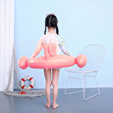 Ayak Geçmeli Flatör Tutunmalı Büyük Boy Şişme Flamingo Simit Deniz Plaj Havuz Oyuncağı 80 cm.
