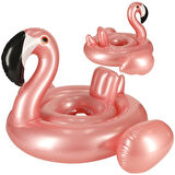 Ayak Geçmeli Flatör Tutunmalı Büyük Boy Şişme Flamingo Simit Deniz Plaj Havuz Oyuncağı 80 cm.