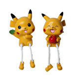 Pokemon Pikachu Ayakları Sallanan 2li Biblo Seti Dekoratif Ürün Ev Ofis Yeni Yıl Doğum Günü Hediyesi