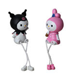 My Melody Kuromi  Ayakları Sallanan 2'li Biblo Seti Dekoratif Ürün Ofis Yeni Yıl Doğum Günü Hediyesi