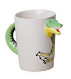 3D Animal Mug Serisi Özel Motifli El Boyaması Dinozor T-Rex Tasarımlı Kahve Fincanı Kupa Bardak 300