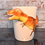 3D Animal Mug Serisi Özel Motifli El Boyaması Dinozor T-Rex Tasarımlı Kahve Fincanı Kupa Bardak Md:2