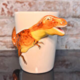3D Animal Mug Serisi Özel Motifli El Boyaması Dinozor T-Rex Tasarımlı Kahve Fincanı Kupa Bardak Md:2