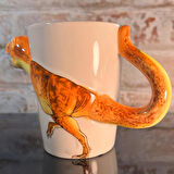 3D Animal Mug Serisi Özel Motifli El Boyaması Dinozor T-Rex Tasarımlı Kahve Fincanı Kupa Bardak Md:2