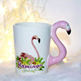 3D Animal Mug Serisi Özel Motifli El Boyaması Flamingo Tasarımlı Kahve Fincanı Kupa Bardak 300 ml. 