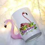 3D Animal Mug Serisi Özel Motifli El Boyaması Flamingo Tasarımlı Kahve Fincanı Kupa Bardak 300 ml. 
