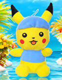 İthal Kumaş Şapkalı Pokemon Go Pikachu Figür Peluş Oyuncak Uyku & Oyun Arkadaşı Pikachu 25 cm.