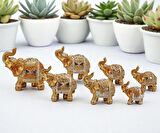 Lüks Motif İşlemeli Feng Shui 7’li Şans Bereket Fil Heykeli Biblo Seti Ev Ofis Yeni Yıl Hediyesi 1