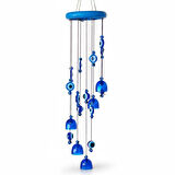 Feng Shui Nazar Boncuğu Rüzgar Çanı Metal Kötü Göze Karşı Dış Mekan Dekoratif Bahçe Kapı Süsü 80 cm.