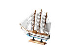 Dekoratif Ahşap El Yapımı Yelkenli Gemi Maketi Masaüstü Biblo Ev Ofis Hediyesi 24 cm. Model B