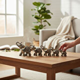 Lüks Motif İşlemeli Feng Shui 7’li Şans Bereket Fil Heykeli Biblo Seti Ev Ofis Yeni Yıl Hediyesi 8