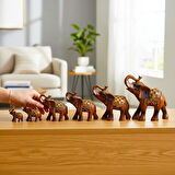 Lüks Motif İşlemeli Feng Shui 7’li Şans Bereket Fil Heykeli Biblo Seti Ev Ofis Yeni Yıl Hediyesi 8