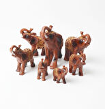 Lüks Motif İşlemeli Feng Shui 7’li Şans Bereket Fil Heykeli Biblo Seti Ev Ofis Yeni Yıl Hediyesi 8