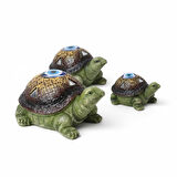 Feng Shui Nazar Boncuğu Motifli 7’li Caretta Caretta Heykel Biblo Dekoratif Ürün Konsol Vitrin Süsü