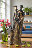 Lüks İşlemeli Geleneksel Yerel Kıyafetli Afrikalı Aile Heykeli Dekoratif Biblo Ev Ofis Hediyesi Mdl1