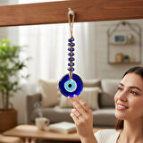 Lüks Makrome Hasır İşlemeli Büyük Nazar Boncuğu Duvar ve Kapı Süsü Dekoratif Ev Ofis Hediyesi Mdl: 3