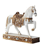 Lüks Nakış İşlemeli At Heykeli Dekoratif Masaüstü Biblo 12 cm. Ev Ofis Yeni Yıl Hediyesi Vitrin Süsü
