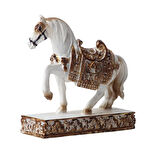 Lüks Nakış İşlemeli At Heykeli Dekoratif Masaüstü Biblo 12 cm. Ev Ofis Yeni Yıl Hediyesi Vitrin Süsü