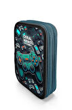 Coral High Kids Nefti Gamer Desenli Çift Katlı Kalem Çanta 11155