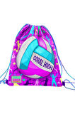 Coral High Kids Pembe Mor Voleybol Desenli İpli Büzgülü Sırt Çantası 12649